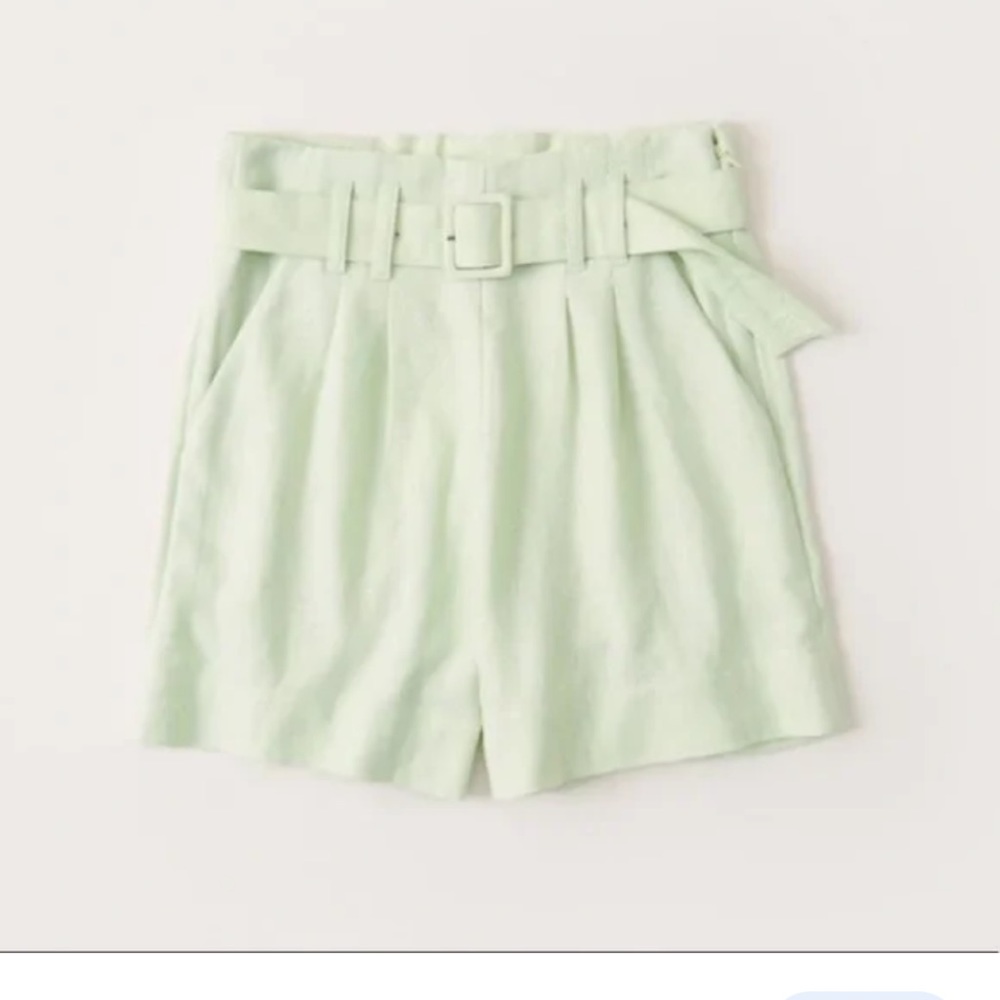 Abercrombie & fitch light green ultra high waist shorts linen belted size xs